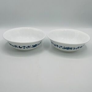 Corelle Cereal Bowl Set of 2 Vitrelle White Blue 6” Floral Butterfly Made in USA